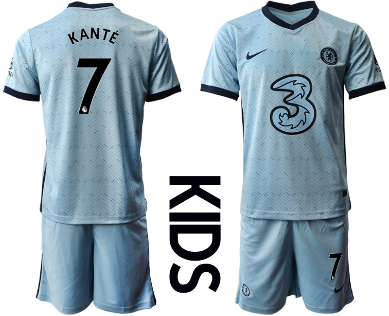 Youth 2020-2021 club Chelsea away Light blue #7 Soccer Jerseys